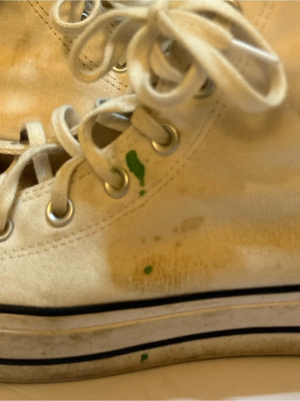 Beat up Converse High Top Sneakers in Tan Canvas - Picture 5 of 7